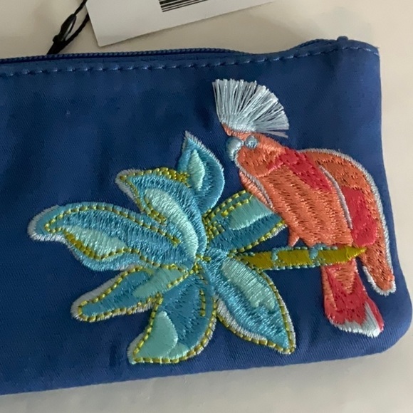 Vera Bradley Blue Embroidered Zip ID Case - Picture 3 of 6